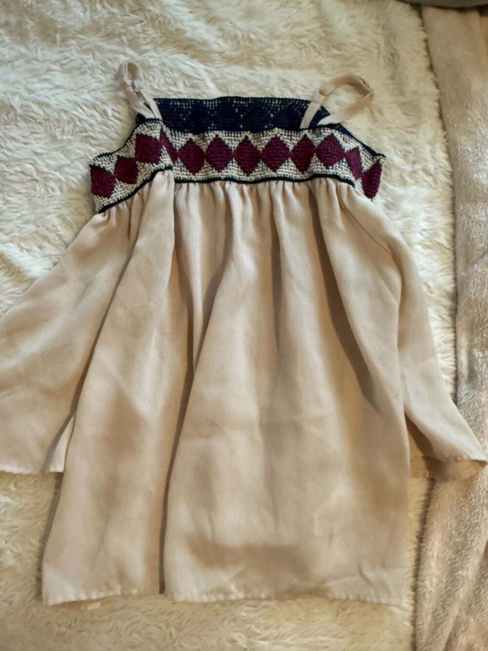 Maurices Cami Size L Beige Crochet Embroidered Boho Tank Top